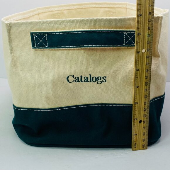 LL BEAN Canvas Catalog Storage Tote 100% Cotton Heavy Canvas 8" x 9.5" x 8” - Picture 13 of 14